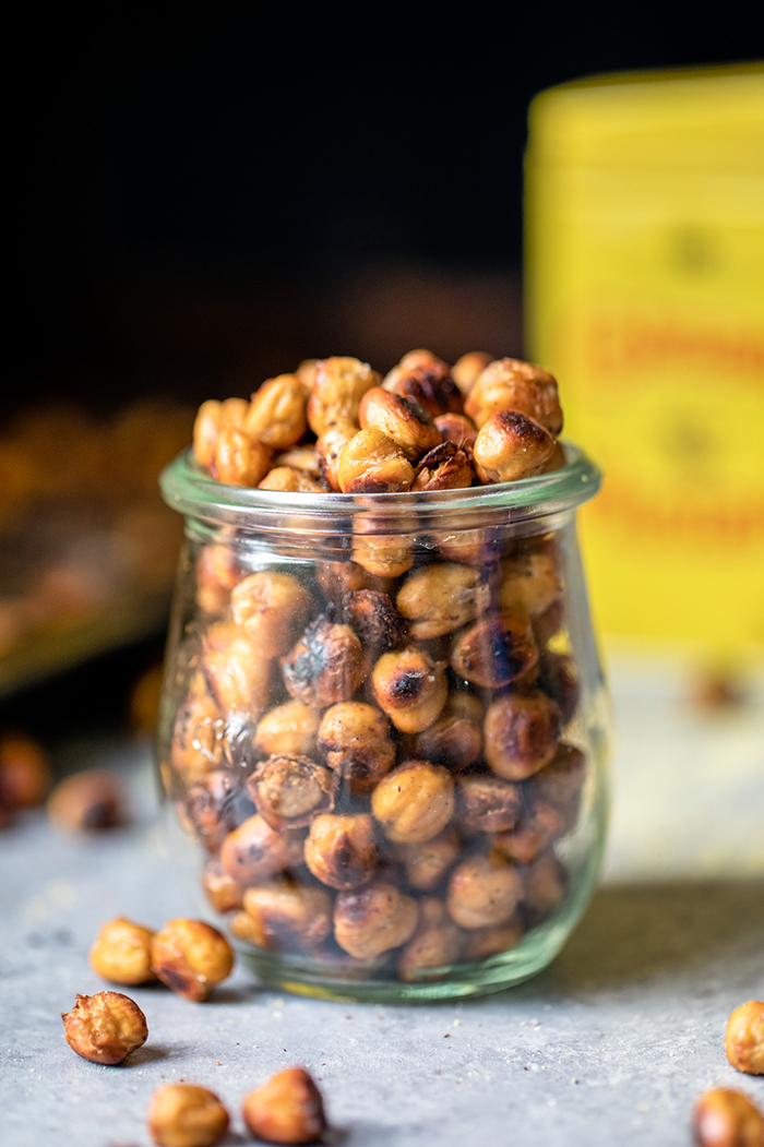 4 Ingredient Mustard Spicy Roasted Chickpeas