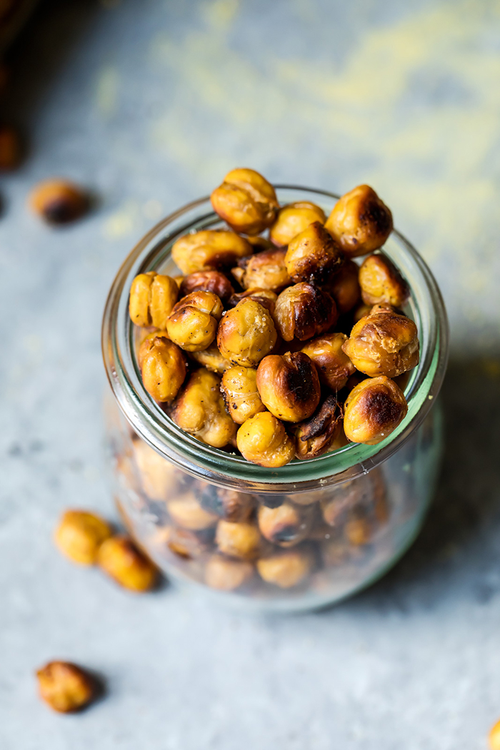 4 Ingredient Mustard Spicy Roasted Chickpeas