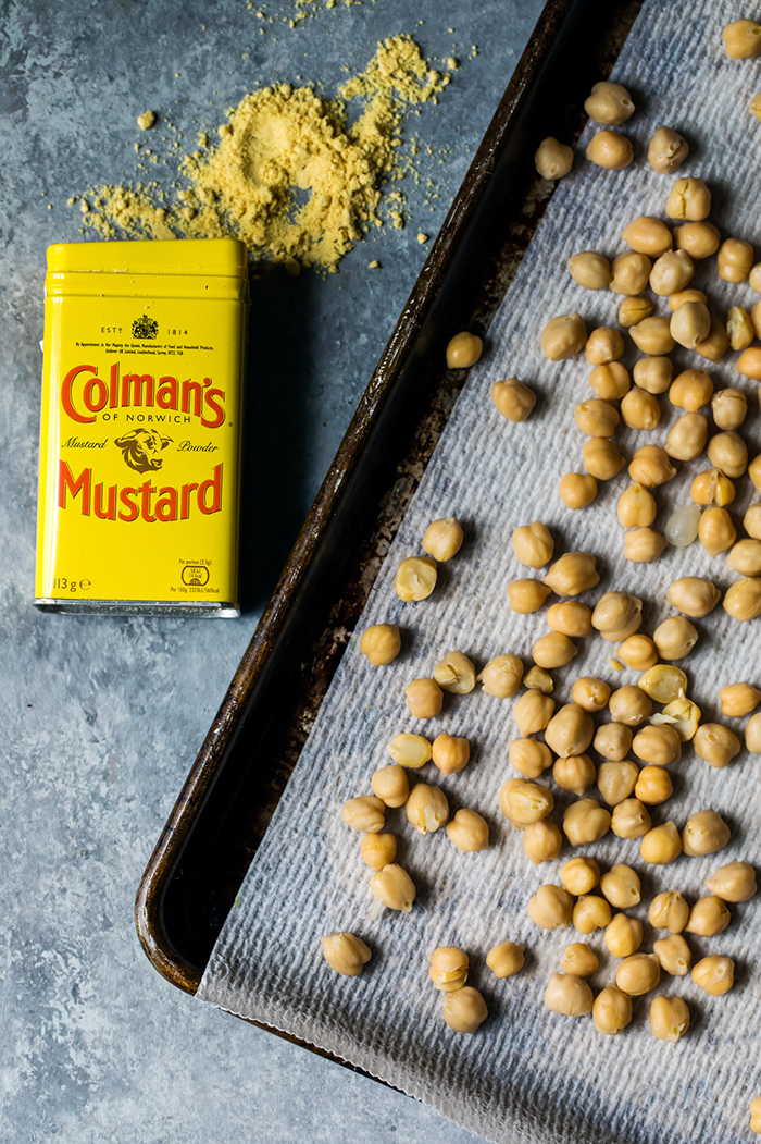 4 Ingredient Mustard Spicy Roasted Chickpeas