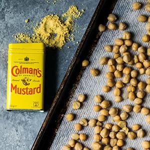 4 Ingredient Mustard Spicy Roasted Chickpeas