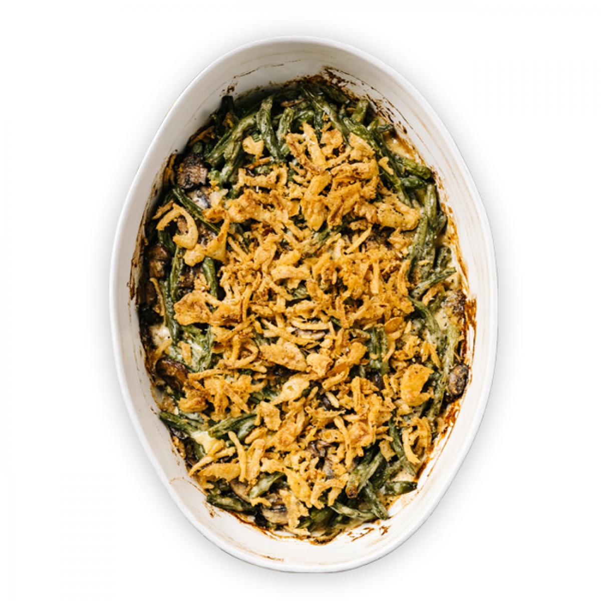 Fired Up Green Bean Casserole plate detail