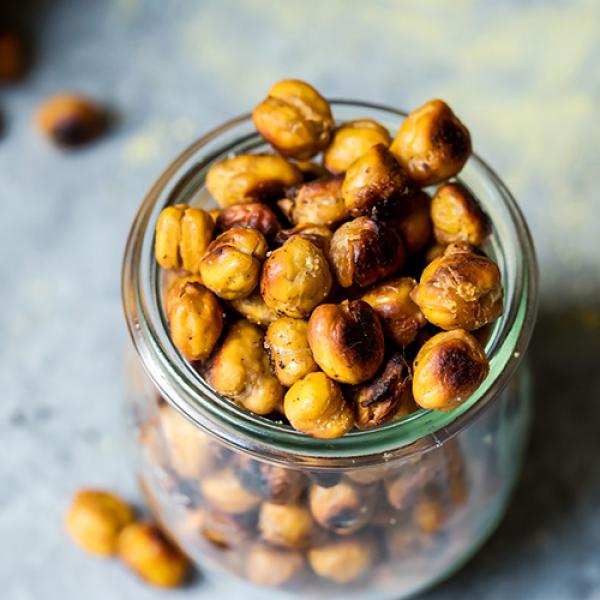 4 Ingredient Mustard Spicy Roasted Chickpeas